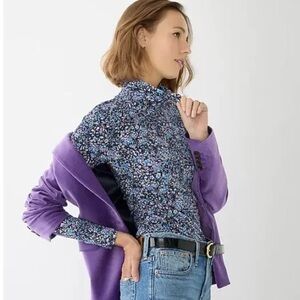 NWT, J.Crew Ruched Matte Jersey Turtleneck Top in Coventry Floral